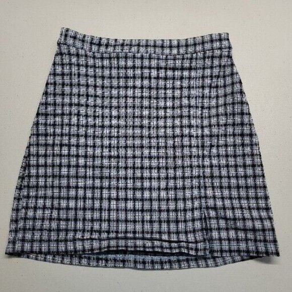 Hollister Ultra High-Rise Mini Skirt Size XS XSmall Plaid Black Blue Back Zip - Picture 3 of 9